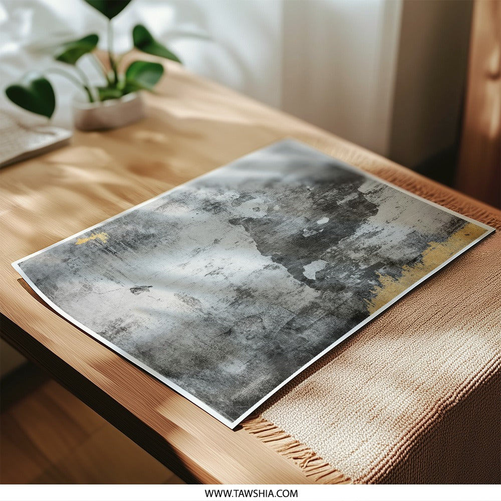 Textured Wall Photographic Print, Abstract Black and White Wall Art, Rustic Decor, Modern Photo Print, Home Decor, Gold Accent Print - Tawshia