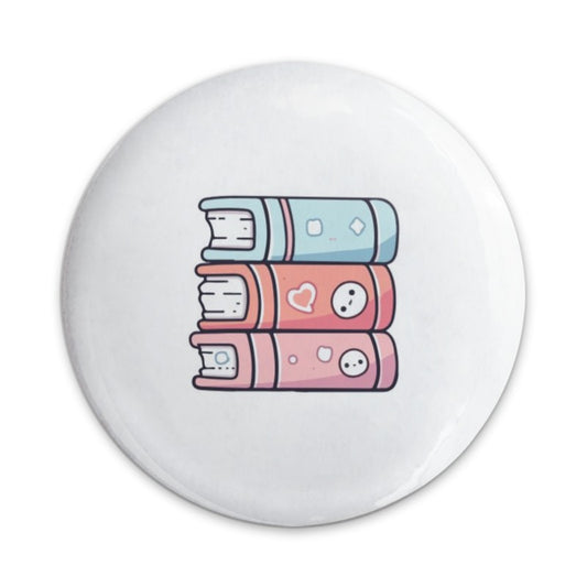 Stack of Books Pinback Button, Kawaii Books Badge, Book Lover Gift, Cute Pin Button, Colorful Books, Reader Accessory, Trendy Buttons - Tawshia