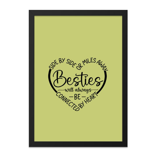 Besties Wall Art, Friendship Decor, Best Friend Gift, Side By Side Wall Art, Connected By Heart, Quote Wall Art, Home Decor, Gift for Her - Tawshia
