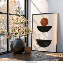 Modern Geometric Wall Art, Abstract Circle Print, Minimalist Home Decor, Boho Wall Art, Contemporary Art Print, Living Room Art - Tawshia