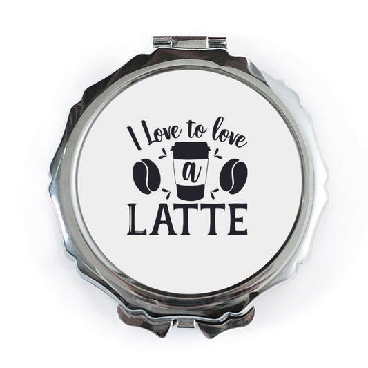 I Love Latte Pocket Mirror, Coffee Lover Gift, Compact Mirror, Cute Mirror, Gift For Her, Travel Mirror, Makeup Mirror, Latte Art - Tawshia