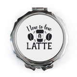I Love Latte Pocket Mirror, Coffee Lover Gift, Compact Mirror, Cute Mirror, Gift For Her, Travel Mirror, Makeup Mirror, Latte Art - Tawshia