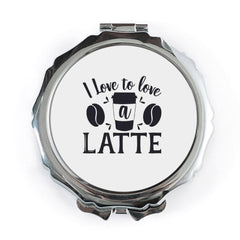 I Love Latte Pocket Mirror, Coffee Lover Gift, Compact Mirror, Cute Mirror, Gift For Her, Travel Mirror, Makeup Mirror, Latte Art - Tawshia