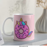 Donut Unicorn Mug, Cute Unicorn Coffee Mug, Novelty Gift Mug, Kawaii Unicorn Gift, Pink Donut Mug, Funny Unicorn Mug, Unique Mugs - Tawshia