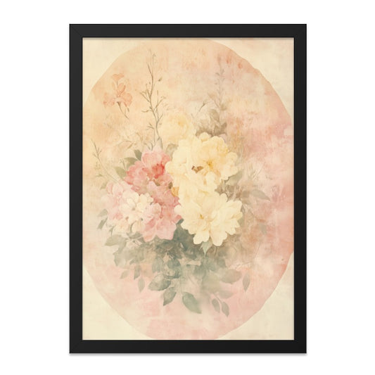 Vintage Floral Wall Art, Botanical Print, Flower Artwork, Pastel Home Decor, Elegant Gift Idea, Framed Wall Art - Tawshia