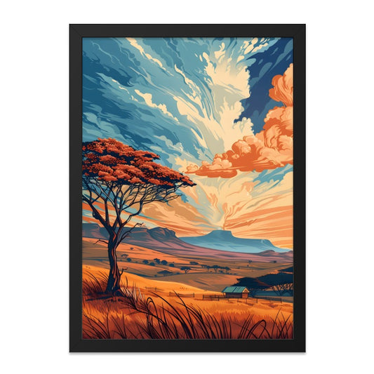 African Savanna Wall Art, Landscape Print, Colorful Sky Art, Rustic Home Decor, Nature Inspired Art, Trending Wall Decor - Tawshia