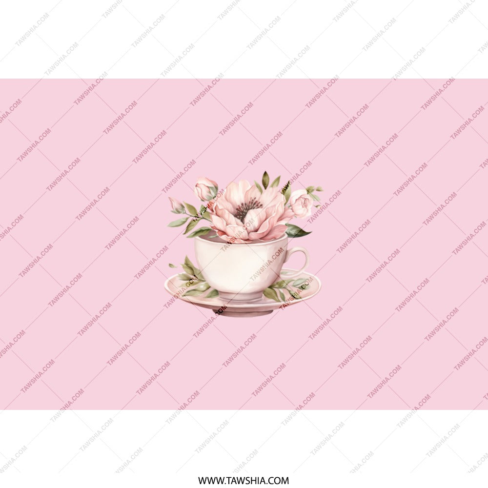 Floral Tumbler, Tea Cup, Flower Tumbler, Watercolor Tumbler, Pink Tumbler, Unique Gift, Travel Mug, Hot or Cold Drinks - Tawshia