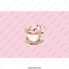 Floral Tumbler, Tea Cup, Flower Tumbler, Watercolor Tumbler, Pink Tumbler, Unique Gift, Travel Mug, Hot or Cold Drinks - Tawshia