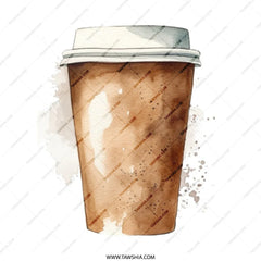 Watercolor Coffee Tote Bag, Coffee Lover Gift, Aesthetic Tote Bag, Coffee Cup Design, Everyday Tote Bag, Reusable Grocery Bag - Tawshia