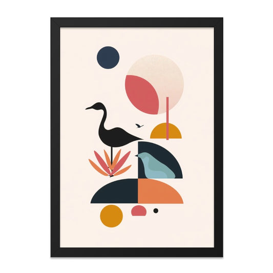 Abstract Crane Wall Art, Geometric Bird Print, Modern Art Poster, Minimalist Decor, Scandinavian Style, Home Decor Wall Art - Tawshia