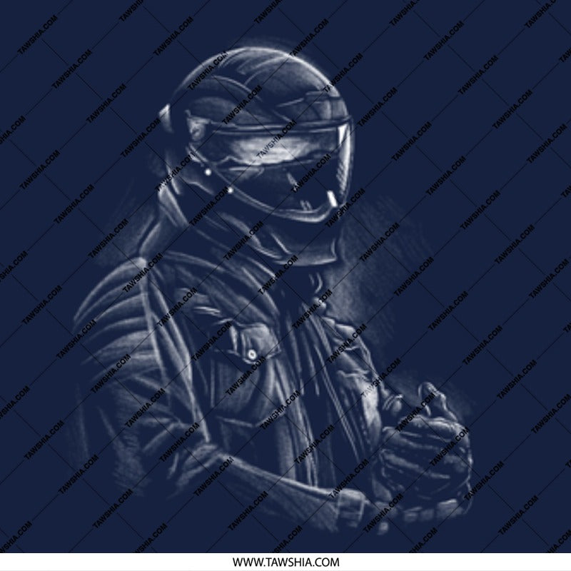 Futuristic Helmet Wearing Individual Art Print product