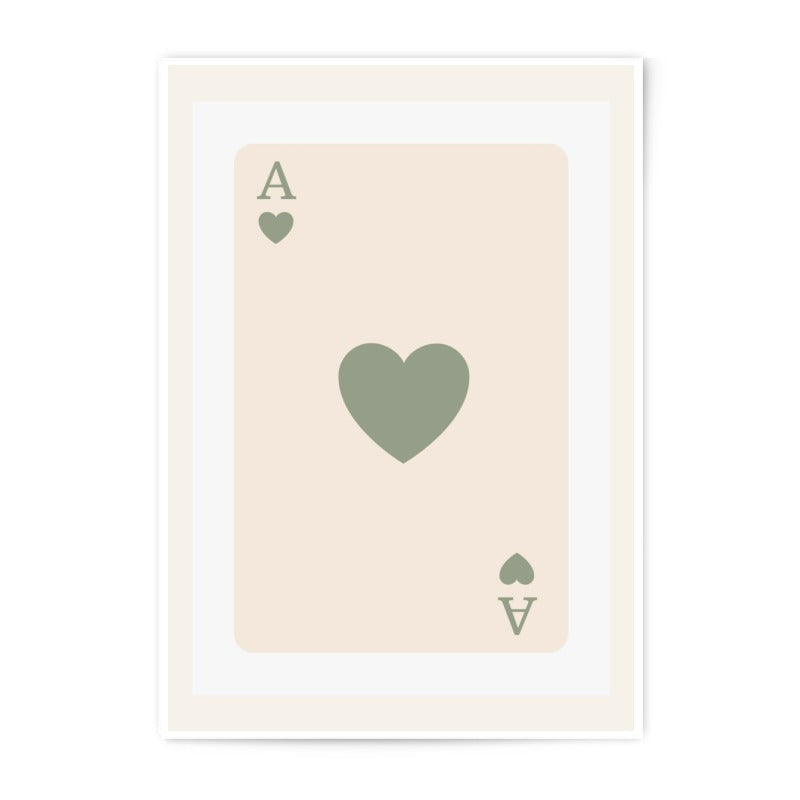 Ace of Hearts Print, Playing Card Art, Boho Photographic Print, Minimalist Wall Decor, Card Game Poster, Neutral Aesthetic, Gamer Gift - Tawshia