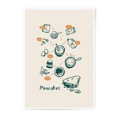Pancake Recipe Photographic Print, Kitchen Wall Art, Food Illustration, Breakfast Decor, Recipe Art Print, Baking Art, Pancakes Foodie Gift - Tawshia