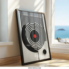 Geometric Wall Art, Modern Abstract Print, Minimalist Home Decor, Striking Black and White Design, Red Accent, Contemporary Art - Tawshia