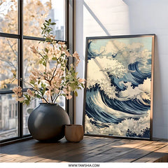 Japanese Wave Art, Ocean Wall Art, Sea Wave Print, Coastal Decor, Nautical Art, Japanese Art, Wave Artwork, Sea Wall Art, Blue Wave - Tawshia