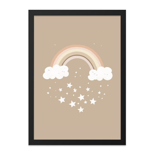 Neutral Rainbow Wall Art, Boho Nursery Decor, Stars and Clouds Print, Kids Room Art, Playroom Decor, Childrens Wall Decor - Tawshia