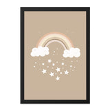 Neutral Rainbow Wall Art, Boho Nursery Decor, Stars and Clouds Print, Kids Room Art, Playroom Decor, Childrens Wall Decor - Tawshia