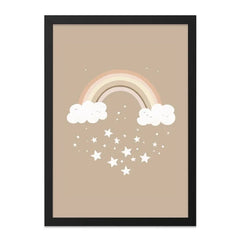 Neutral Rainbow Wall Art, Boho Nursery Decor, Stars and Clouds Print, Kids Room Art, Playroom Decor, Childrens Wall Decor - Tawshia