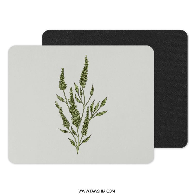 Green Seeded Plant Mouse Pad, Botanical Mousepad, Aesthetic Desk Decor, Nature Inspired Mousemat, Cute Office Gift, Home Office, Desk - Tawshia
