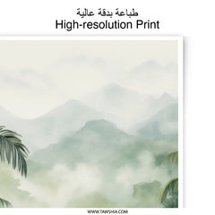 Tropical Photographic Print, Jungle Mist, Palm Trees, Mountain View, Nature Art, Home Decor, Wall Art, Fine Art Photography - Tawshia