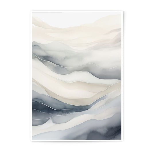Abstract Landscape Photographic Print, Neutral Tones Wall Art, Modern Home Decor, Watercolor Inspired Art, Calming Waves Art - Tawshia