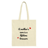 Mother's Care Tote Bag, Lifetime Treasure Gift, Mom Love Present, Mother's Day Shopping Bag, Reusable Grocery Bag, Cute Mom Gift - Tawshia