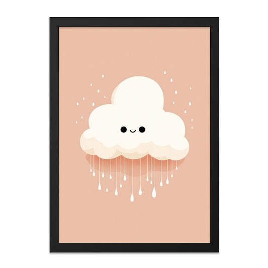 Cute Cloud Wall Art, Smiling Cloud Print, Nursery Art, Kids Room Decor, Kawaii Cloud Art, Happy Cloud Illustration, Weather Wall Decor - Tawshia
