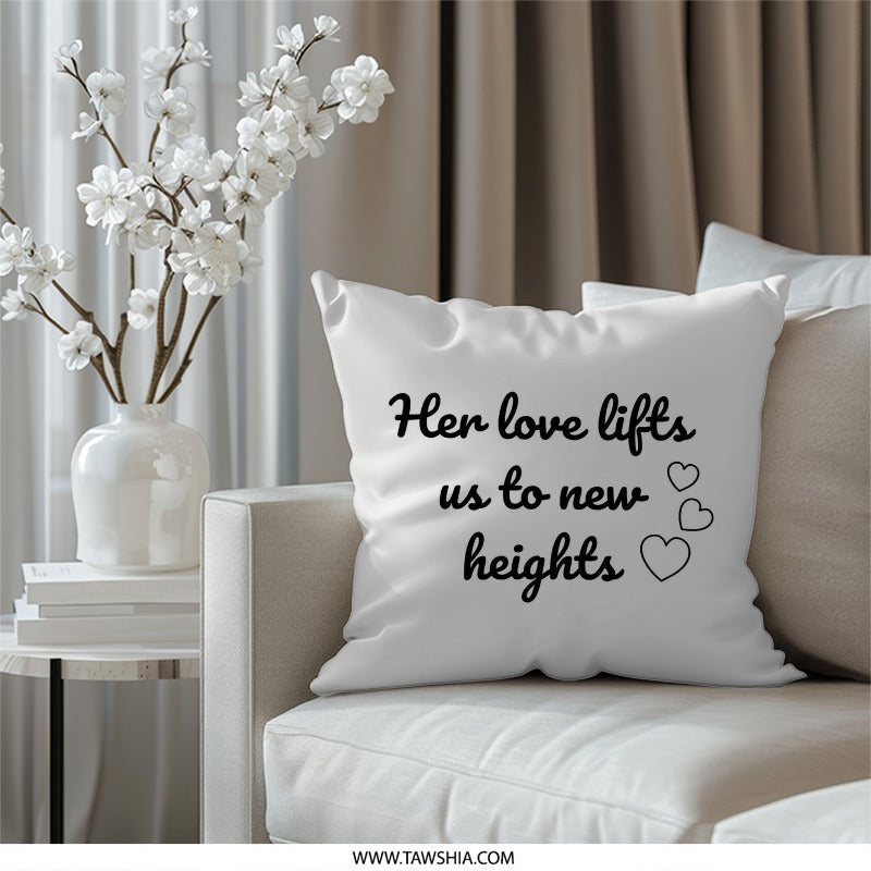 Love Lifts Pillow, New Heights Cushion, Romantic Gift, Home Decor, Love Quote Throw Pillow, Sentimental Accent, Hearts Pillow - Tawshia