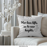 Love Lifts Pillow, New Heights Cushion, Romantic Gift, Home Decor, Love Quote Throw Pillow, Sentimental Accent, Hearts Pillow - Tawshia