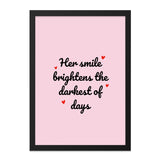 Her Smile Brightens Art, Inspirational Wall Art, Positive Quote Decor, Uplifting Wall Decor, Smile Art Print, Motivation Home Art - Tawshia