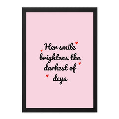 Her Smile Brightens Art, Inspirational Wall Art, Positive Quote Decor, Uplifting Wall Decor, Smile Art Print, Motivation Home Art - Tawshia