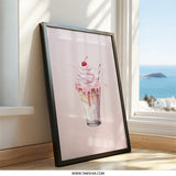 Strawberry Milkshake Wall Art, Dessert Art, Pink Drink Poster, Kitchen Decor, Food Art Print, Whimsical Art, Sweet Treat Print, Wall Decor - Tawshia