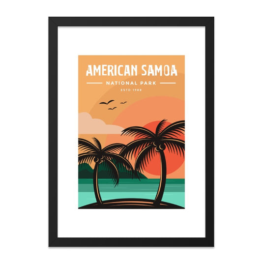 American Samoa Wall Art, National Park Print, Tropical Island Decor, Sunset Palm Trees, Travel Poster, Vacation Souvenir - Tawshia