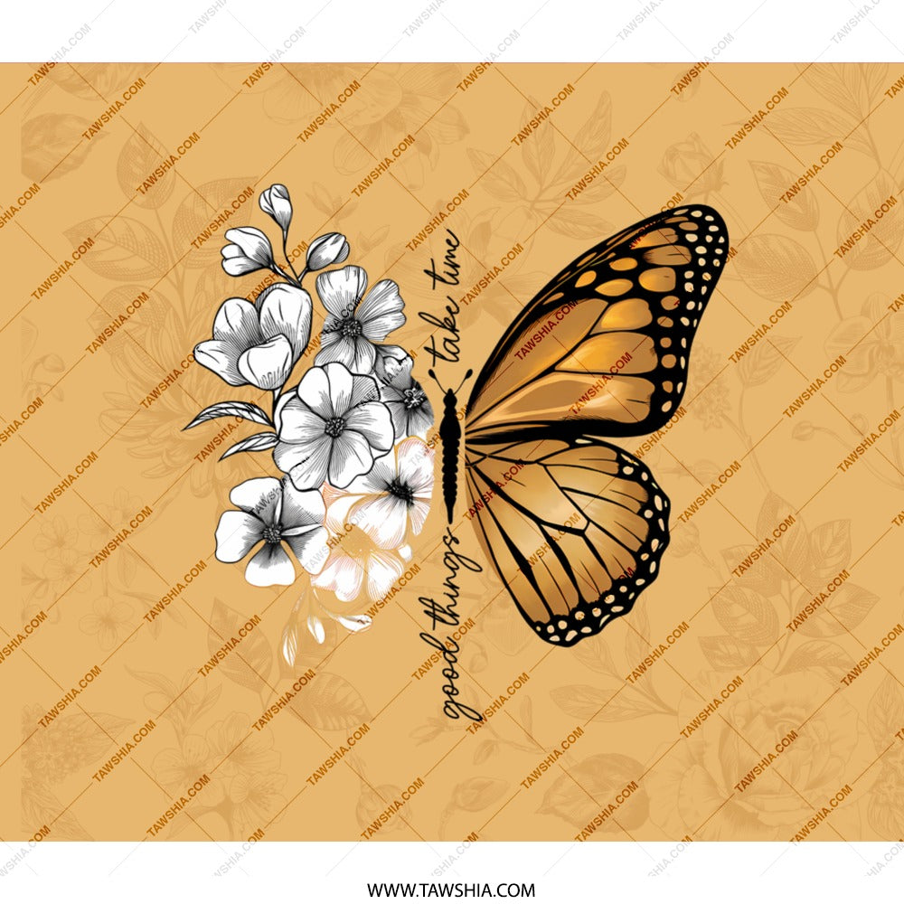 Monarch Butterfly Backpack, Floral Butterfly, Good Things Take Time Backpack, Insect Lover Gift, Nature Inspired BackPack - Tawshia