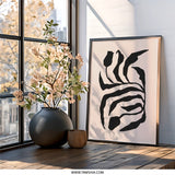 Abstract Plant Wall Art, Black and Beige Print, Botanical Art Print, Modern Home Decor, Minimalist Art, Living Room Wall Art - Tawshia