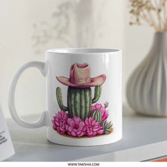 Cactus Mug, Cowboy Hat Mug, Floral Mug, Desert Mug, Western Mug, Gift for Her, Unique Mug, Novelty Mug, Coffee Mug, Tea Mug - Tawshia