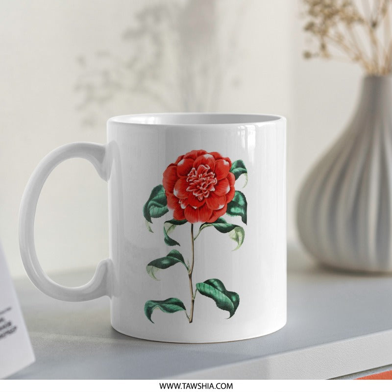 Camellia Japonica Mug, Floral Mug, Botanical Mug, Flower Lover Gift, Vintage Mug, Garden Mug, Tea Cup, Coffee Mug, Gift Idea - Tawshia