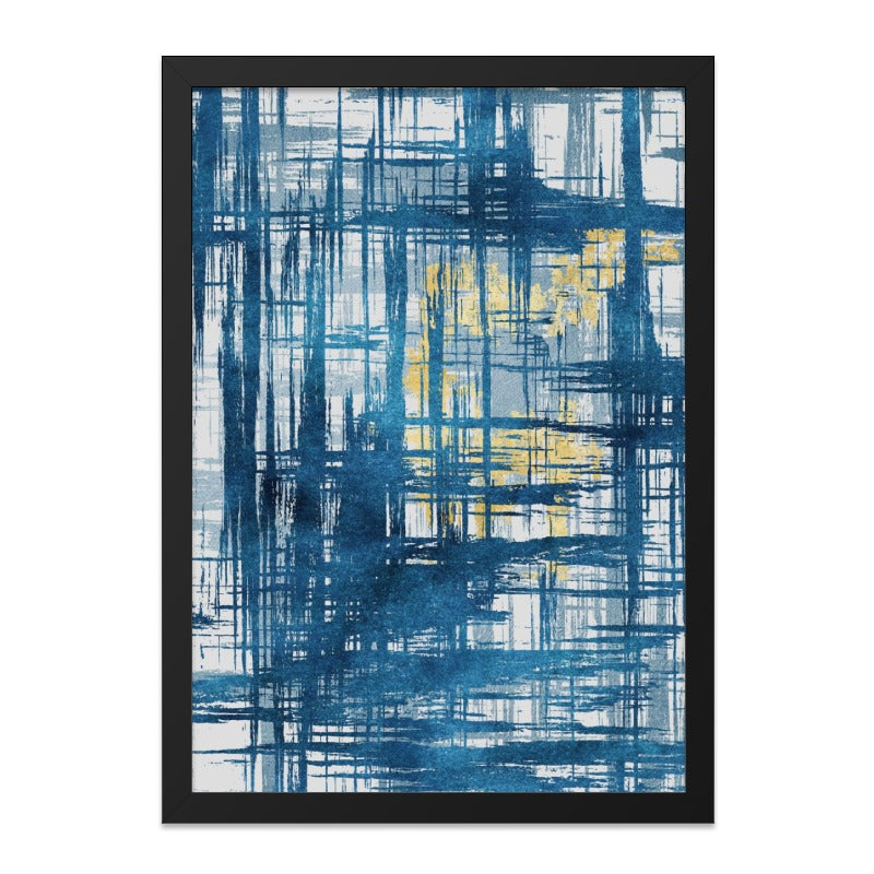 Abstract Blue Wall Art, Modern Minimalist Print, Geometric Decor, Brush Stroke Texture, Contemporary Wall Decor, Living Room Art - Tawshia