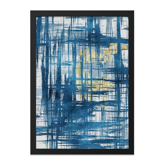 Abstract Blue Wall Art, Modern Minimalist Print, Geometric Decor, Brush Stroke Texture, Contemporary Wall Decor, Living Room Art - Tawshia