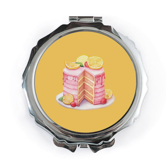 Slice of Cake Pocket Mirror, Cute Lemon Dessert Design, Foodie Gift, Portable Compact Mirror, Makeup Mirror, Travel Mirror - Tawshia