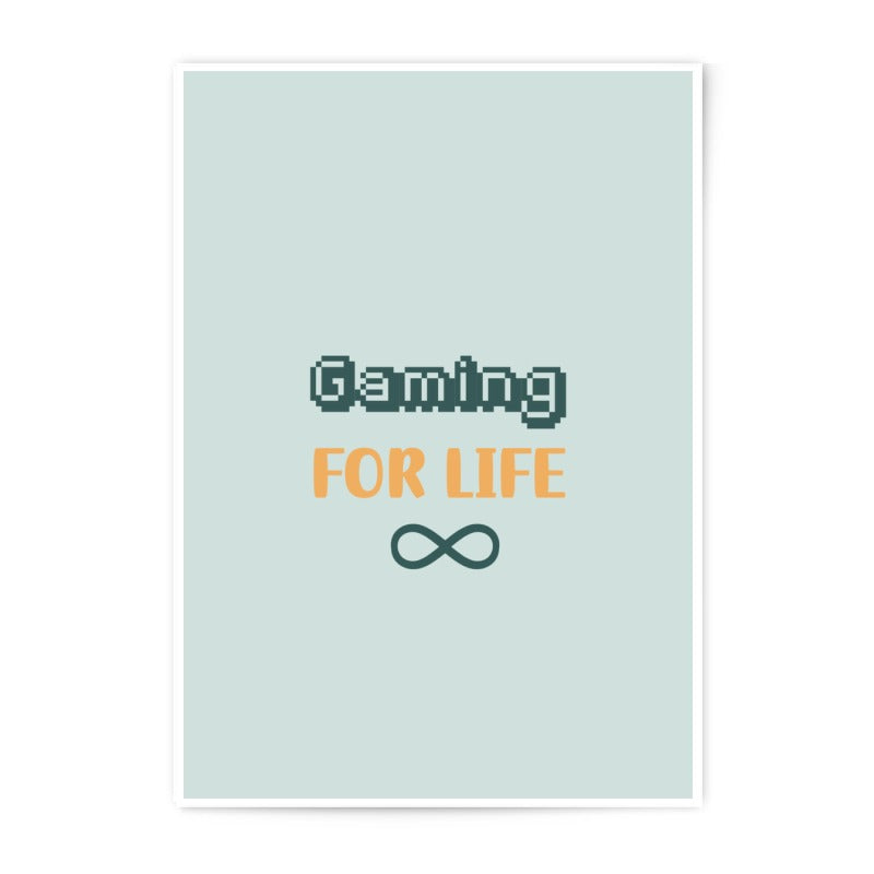Gaming For Life Photographic Prints, Pixel Art Style, Gamer Gift, Retro Aesthetic, Video Game Room Decor, Minimalist Design - Tawshia