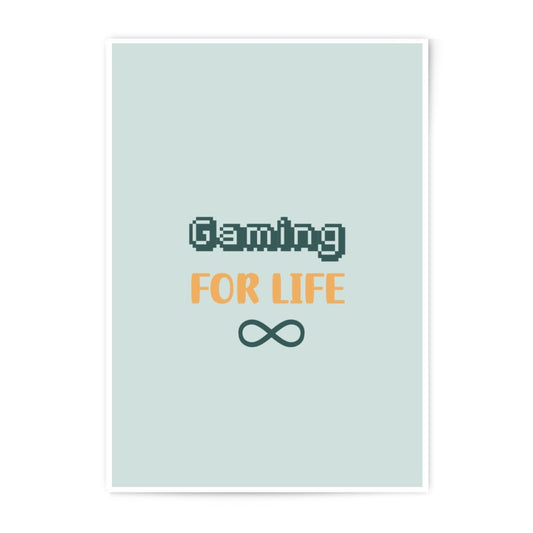 Gaming For Life Photographic Prints, Pixel Art Style, Gamer Gift, Retro Aesthetic, Video Game Room Decor, Minimalist Design - Tawshia