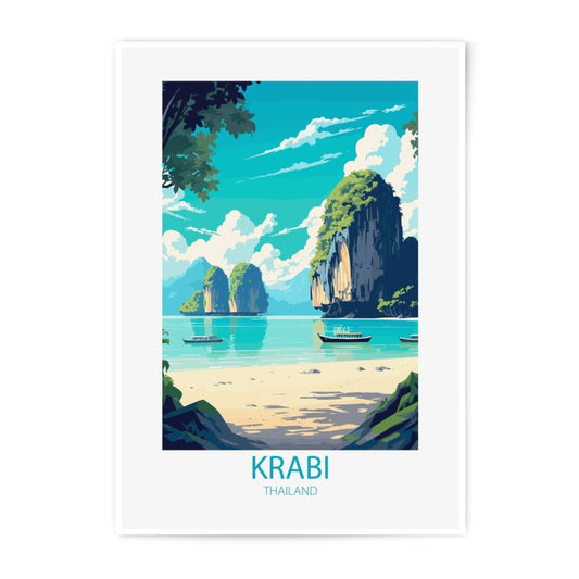 Krabi Thailand Photographic Print, Tropical Island Wall Art, Beach Scenery Poster, Vacation Home Decor, Southeast Asia Travel Photo - Tawshia