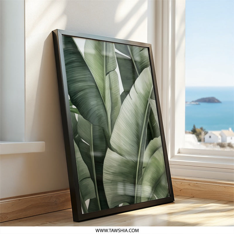 Banana Leaf Wall Art, Tropical Leaves Print, Greenery Decor, Botanical Wall Decor, Modern Wall Art, Nature Inspired Artwork, Home Decor - Tawshia