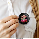 Cactus Cowboy Hat Pinback Button, Southwestern Desert Style, Floral Cactus Badge, Cute Western Pin, Trendy Gift, Unique Accessories - Tawshia