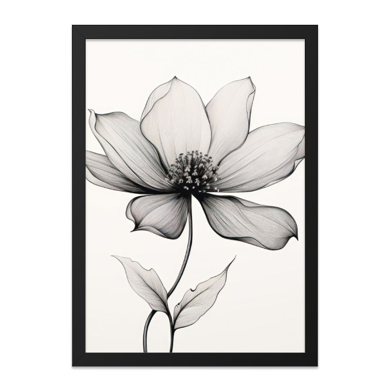 Floral Wall Art, Black and White Flower Print, Minimalist Botanical Art, Line Art Flower Drawing, Modern Home Decor, Floral Illustration - Tawshia