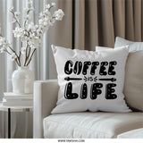 Coffee is Life Pillow, Caffeine Lover Decor, Home Accent Pillow, Gift for Coffee Addicts, Modern Throw Pillow, Decorative Cushion - Tawshia