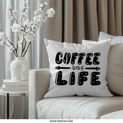 Coffee is Life Pillow, Caffeine Lover Decor, Home Accent Pillow, Gift for Coffee Addicts, Modern Throw Pillow, Decorative Cushion - Tawshia