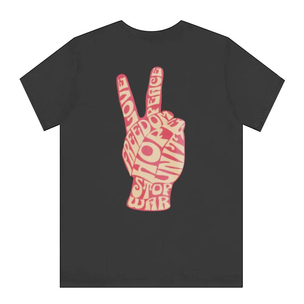 Peace Sign Graphic Typography Design on Black Shirt product