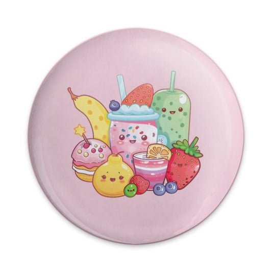 Cute Kawaii Dessert Pinback, Foodie Pin Badge, Sweet Treats Button, Bubble Tea Badge, Anime Style, Pastel Colors, Gift for Food Lovers - Tawshia